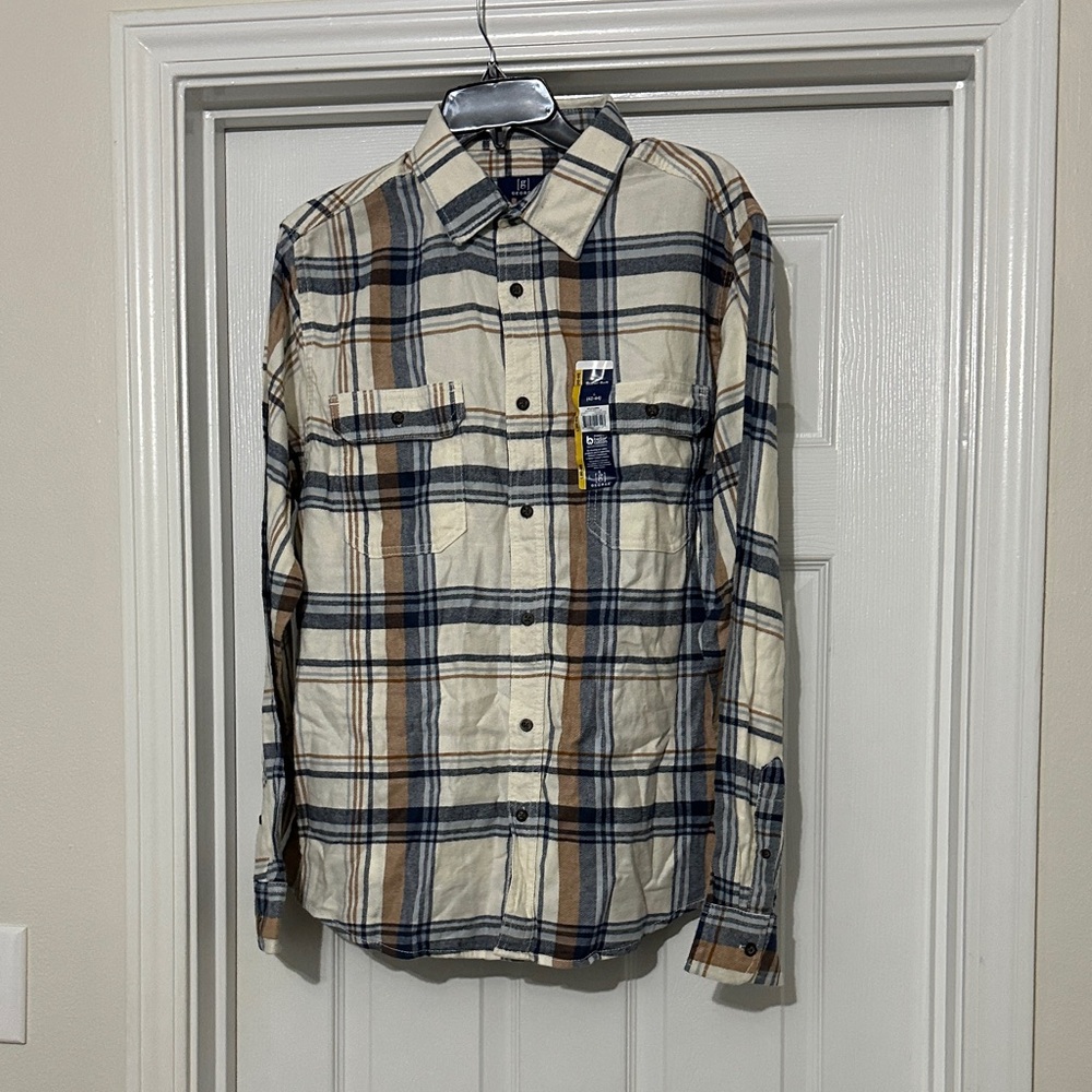 George Cream and Blue Plaid Shirt
